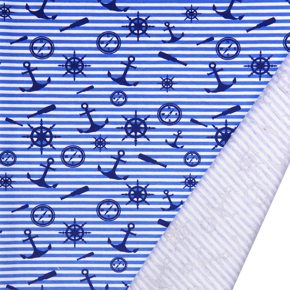 Dekostoff Lilly OC Maritim blau weiß gestreift in 1,6m Breite (METERWARE) Baumwollstoff Stoff aus 95% Bio-Baumwolle